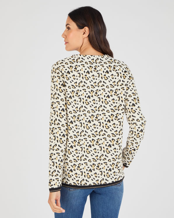 Sweat-shirt maille jacquard imprimé animalier