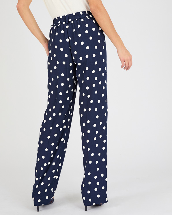 Pantalon large viscose fluide imprimé pois