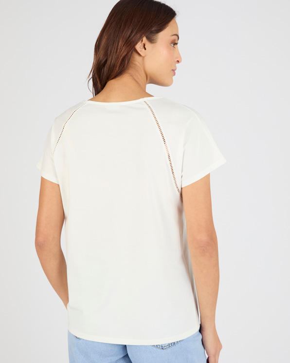 T-shirt détail macramé pur coton