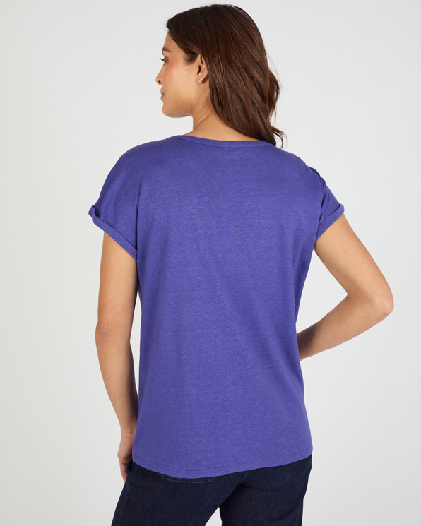 T-shirt mélange lin, détails tressés