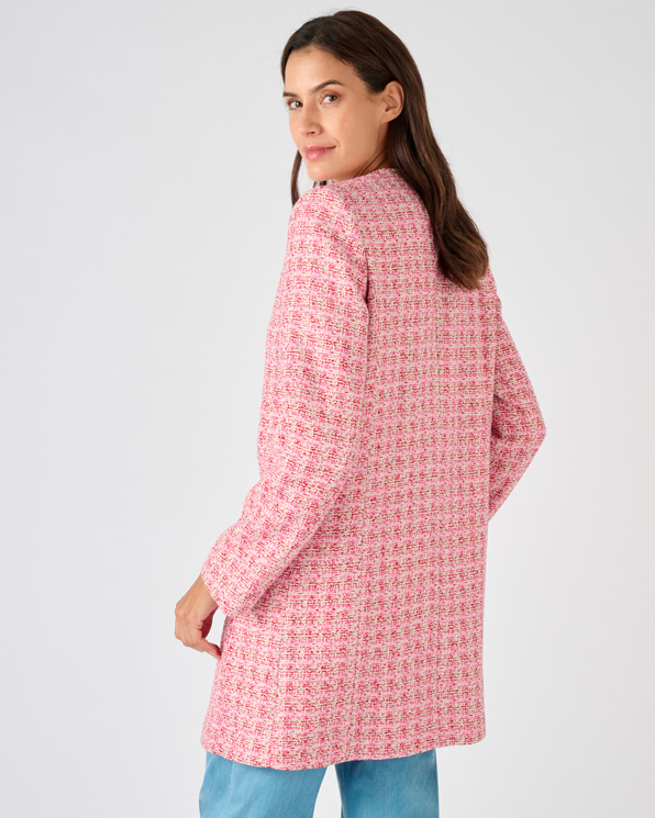 Veste longue effet tweed fils brillants