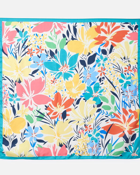 Foulard fleuri effet satiné