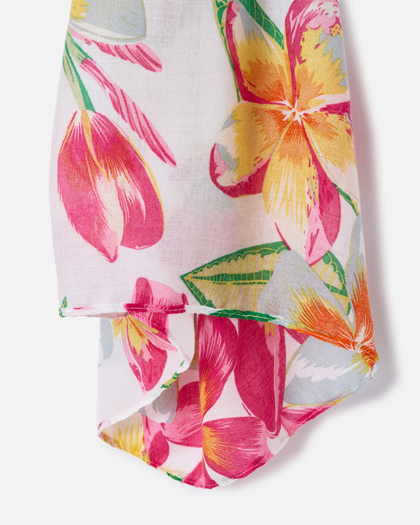 Foulard voile fleurs tropicales.