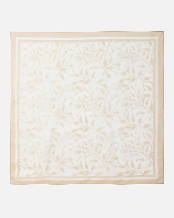 Foulard pure soie imprimé feuillage