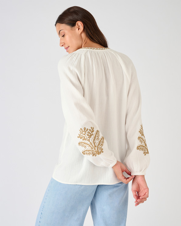 Blouse brodée en gaze de coton