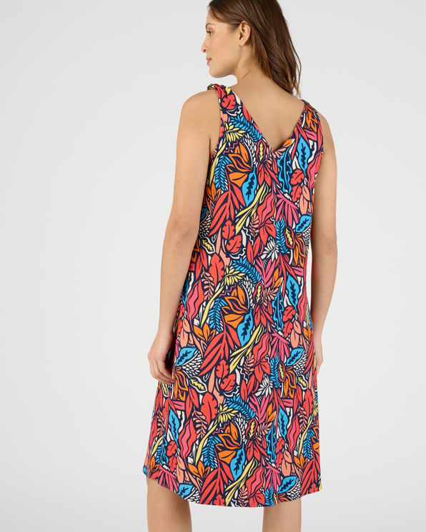 Robe maille stretch tropicale