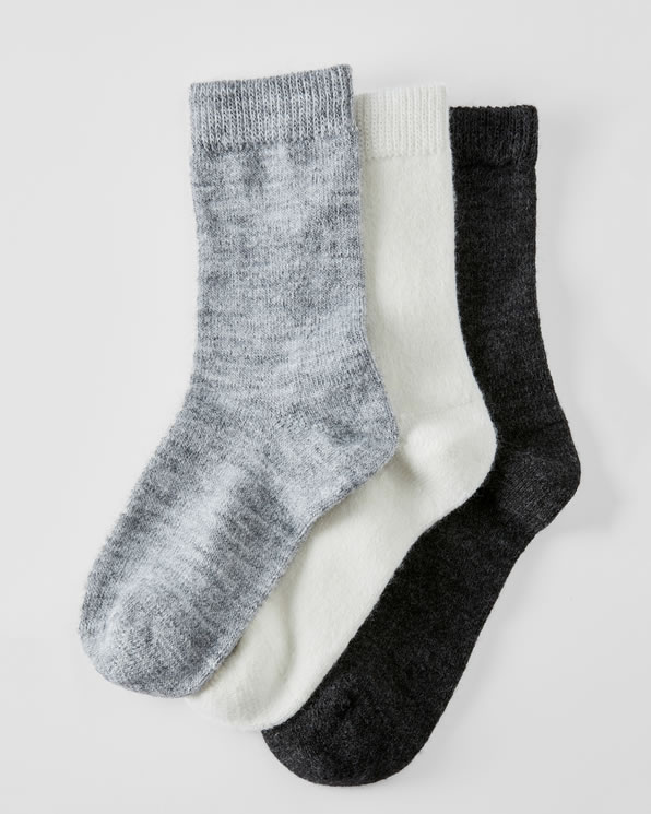 Lot de 3 paires de chaussettes unies maille laineuse Thermolacty