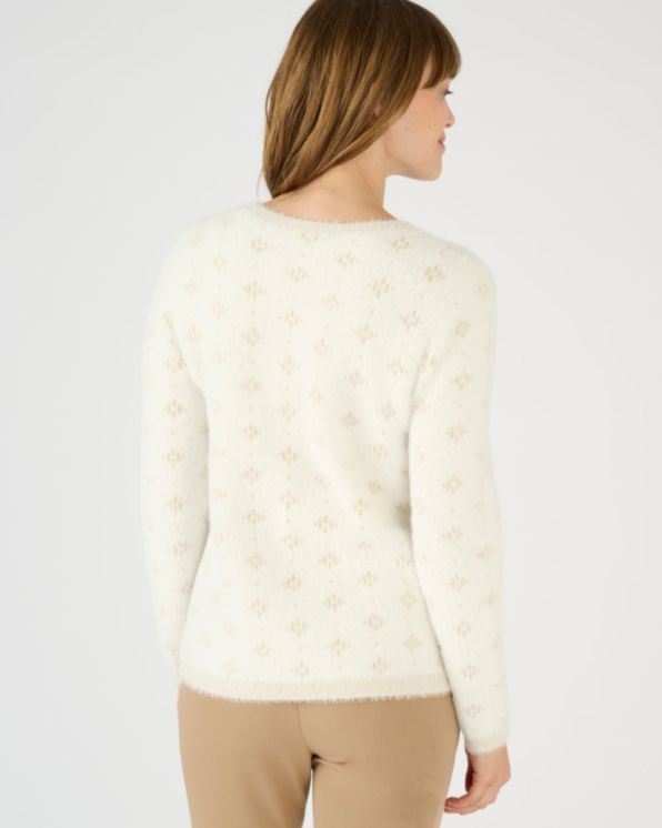 Pull maille poilue jacquard brillant