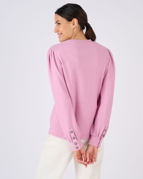 T-shirt maille chaude côtelée