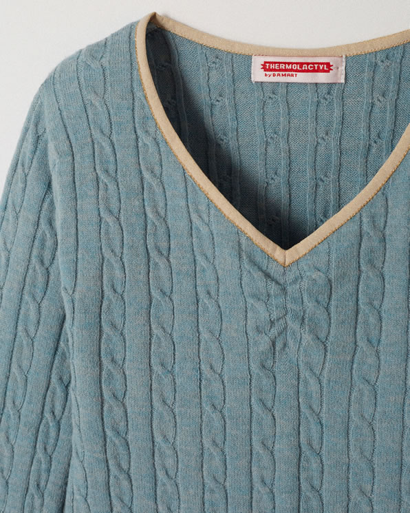 Pull Thermolactyl fille, maille torsadée