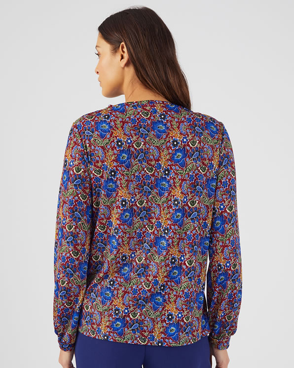 T-shirt fleuri maille crêpe stretch fil brillant
