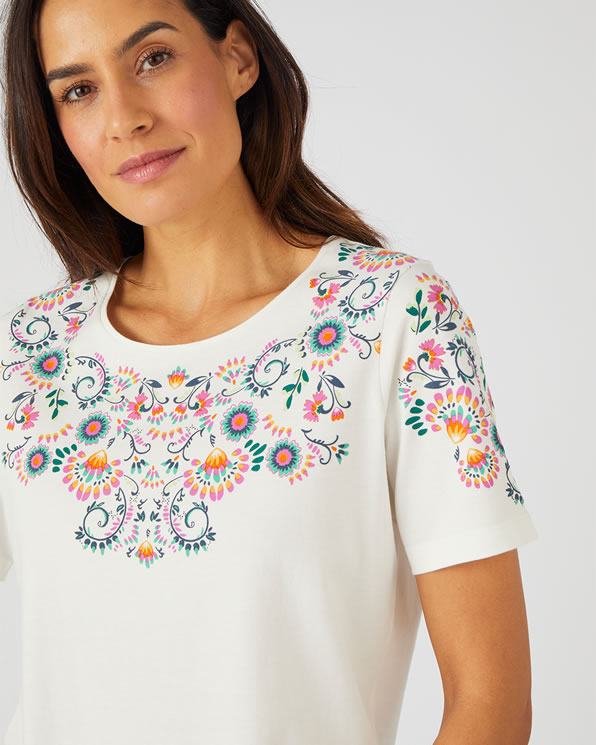 T-shirt impression reliefée pur coton