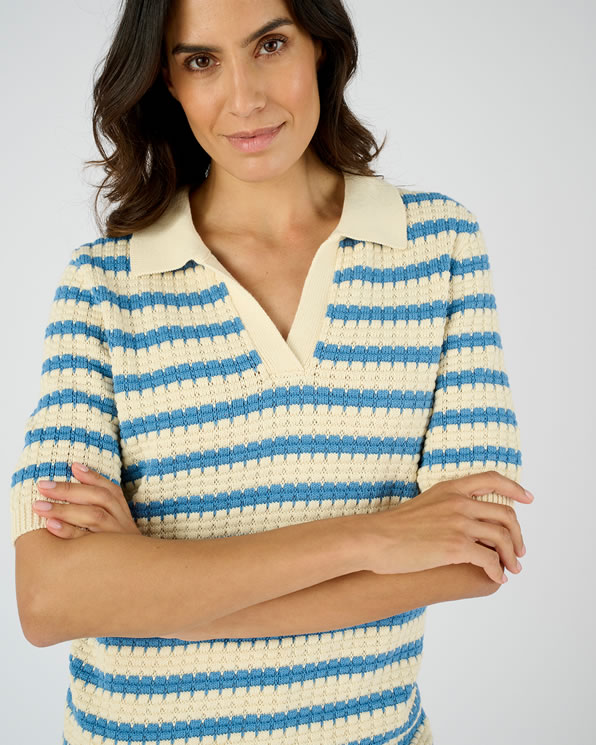 Pull col polo rayé
