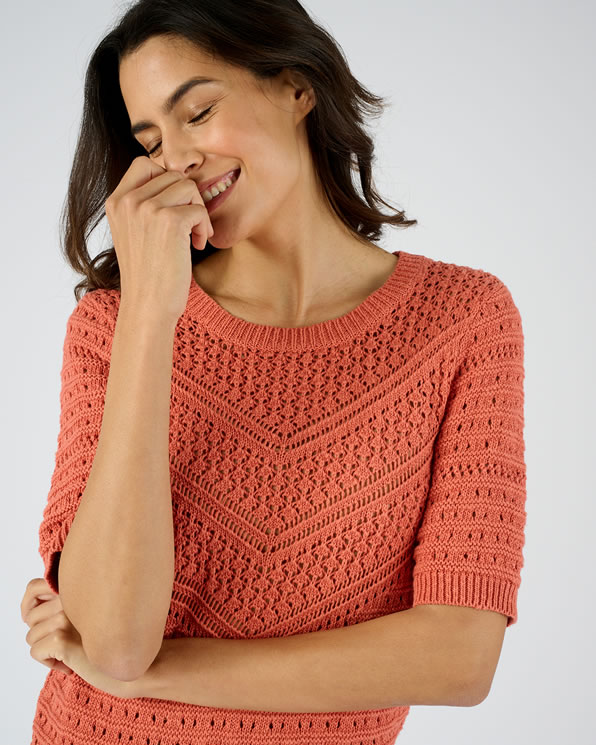 Pull maille fantaisie pur coton