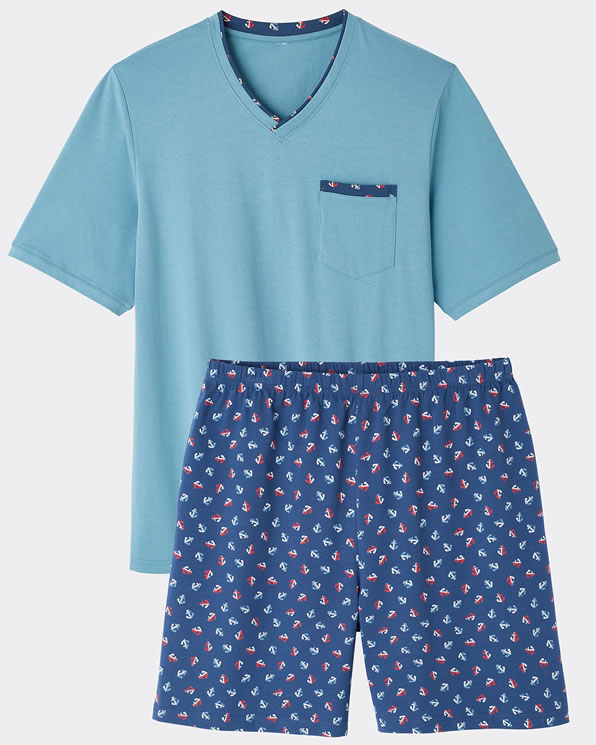 Pyjashort en pur coton peigné