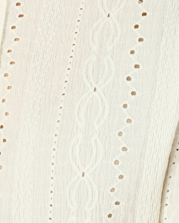 Top maille jacquard stretch ajourée et brodée