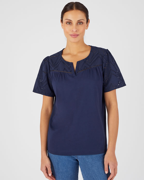 T-shirt broderie anglaise pur coton