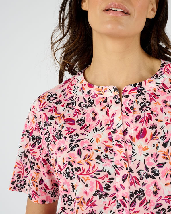 Tunique maille crêpe stretch fleurie