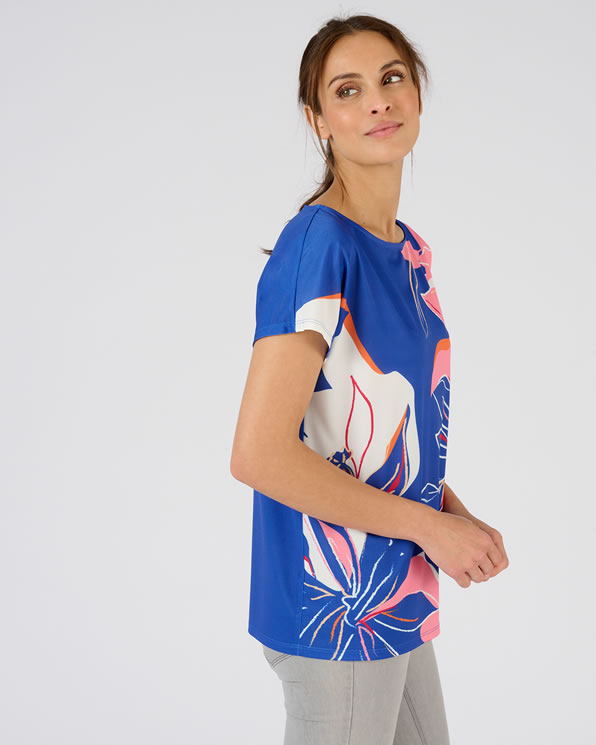 T-shirt crêpe imprimé fleuri devant