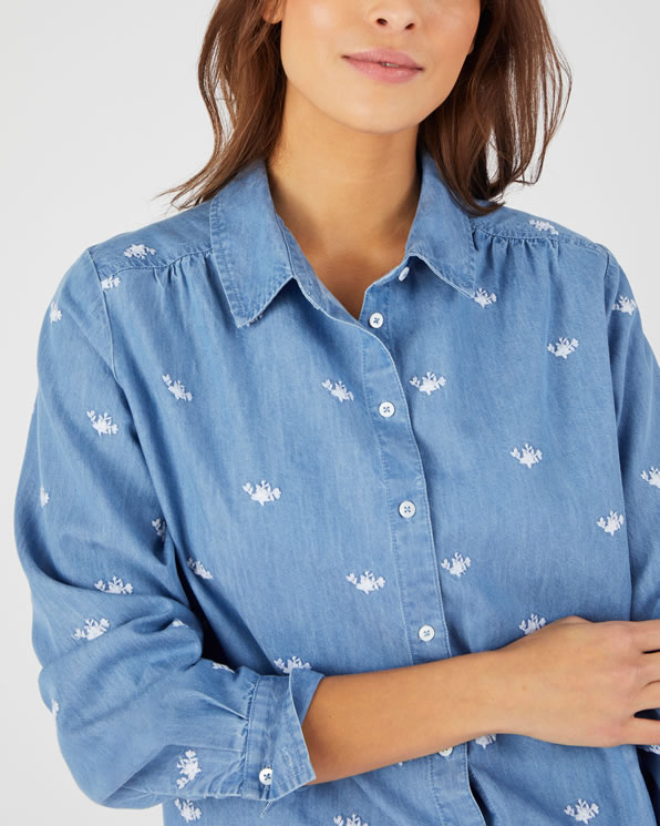 Chemisier coton et fibres lyocell Tencel™  brodé