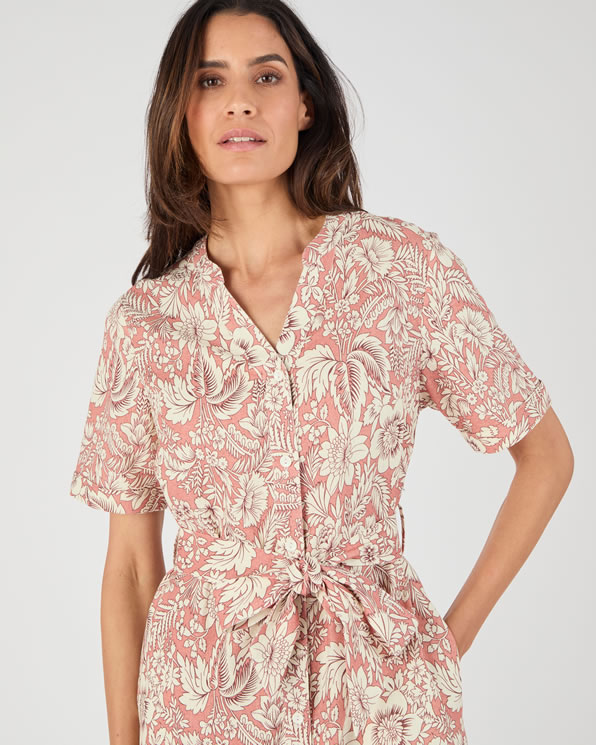 Robe boutonnée mélange lin