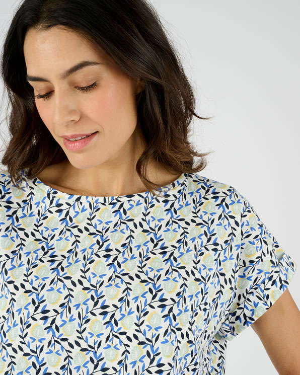 T-shirt flammé imprimé végétal