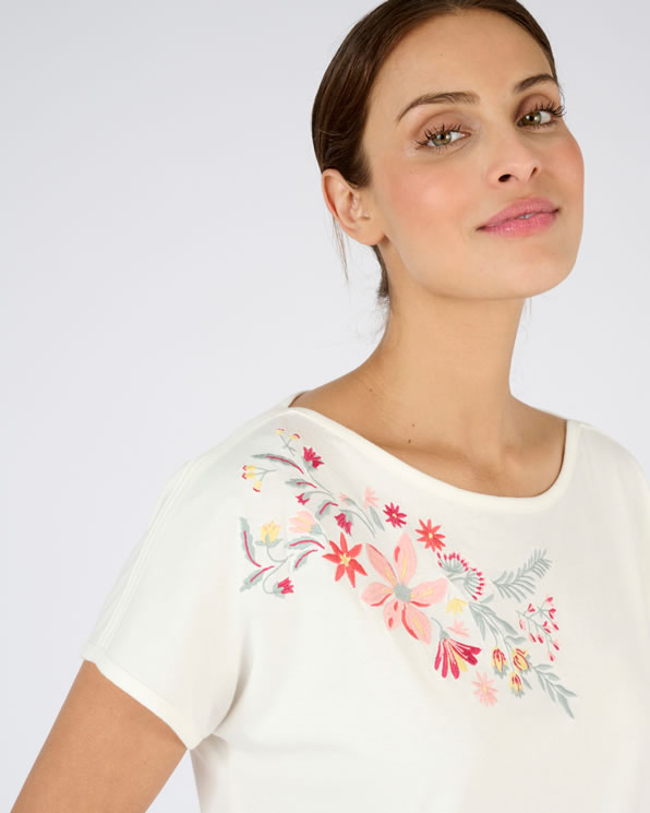 T-shirt broderie fleurs