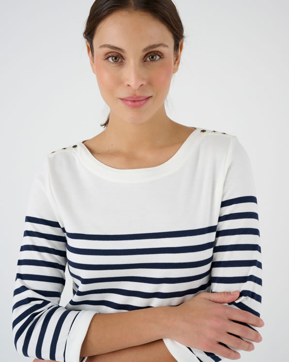 T-shirt uni ou rayé manches 3/4