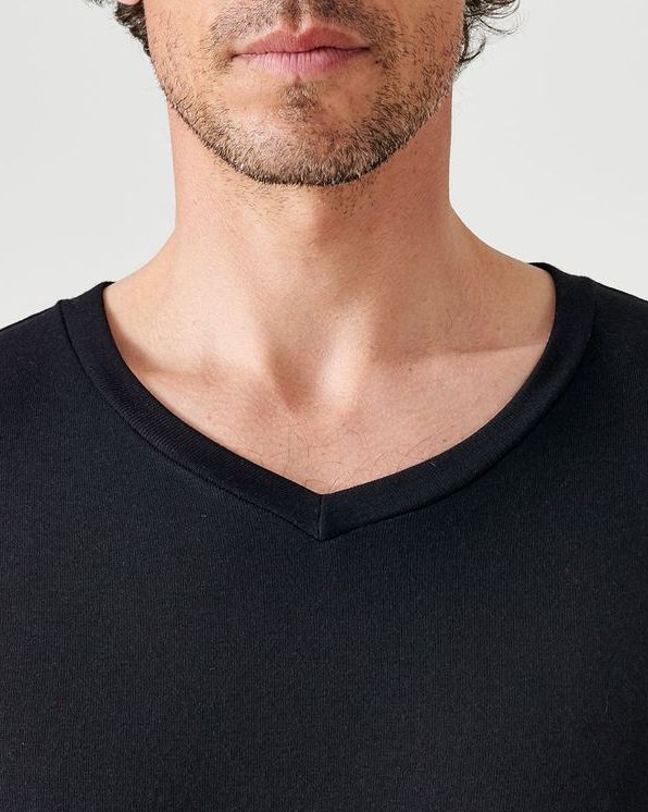 T-shirt col V manches longues fine côte Thermolactyl Sensitive