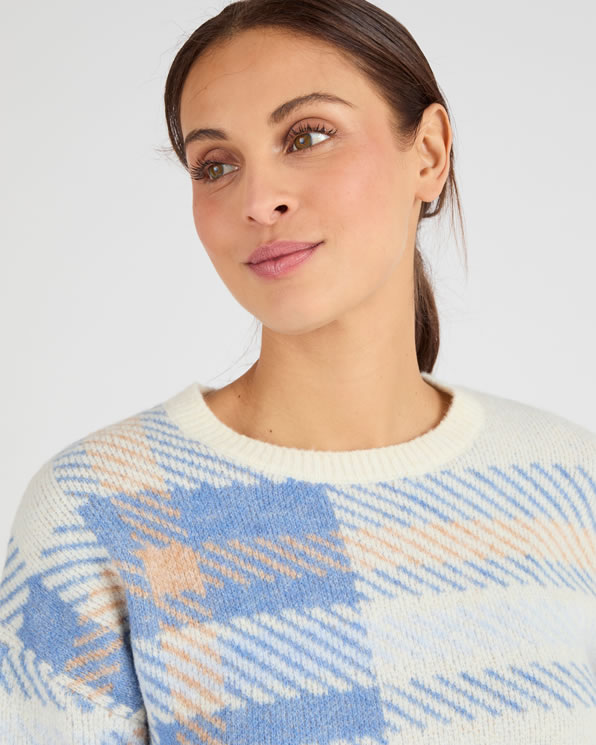 Pull jacquard à carreaux