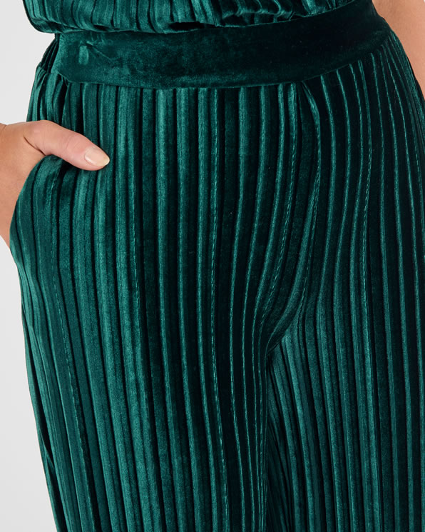 Pantalon en velours plissé satiné