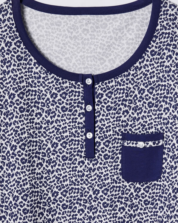 Chemise de nuit pur coton peigné, manches longues