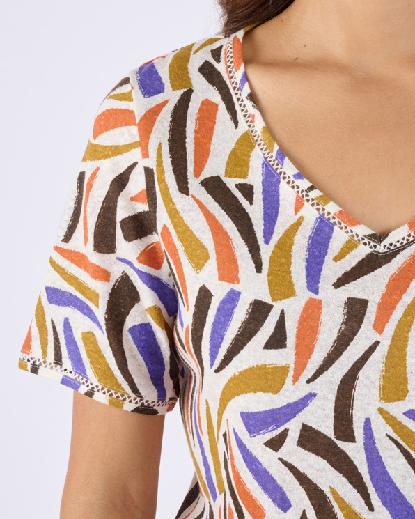 T-shirt mélange lin, détail jours échelles
