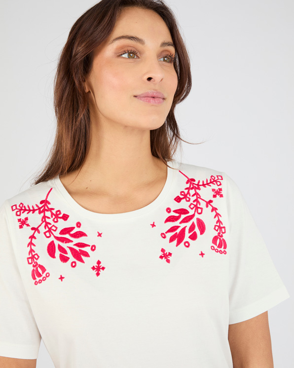 T-shirt brodé pur coton