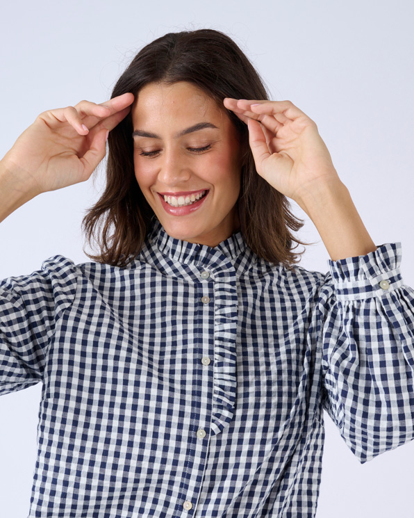 Chemisier effet gaufré à petits carreaux