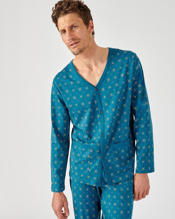 Pyjama boutonné maille jersey pur coton peigné