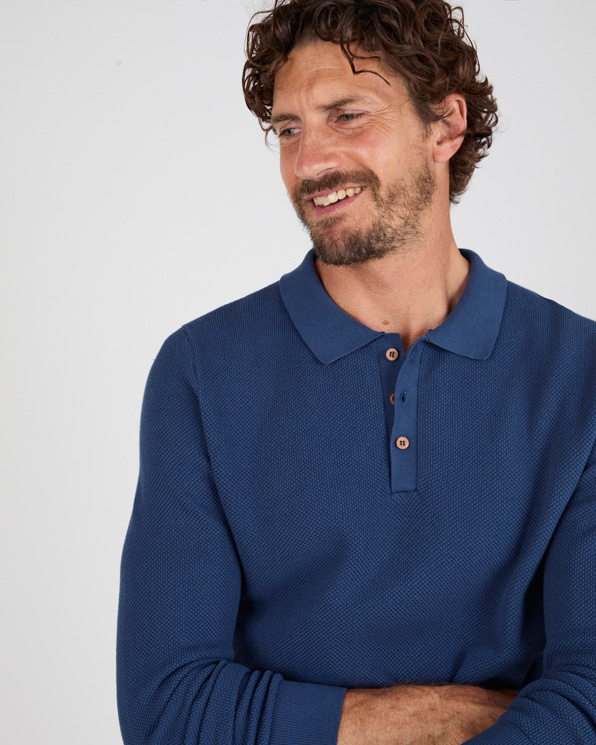 Pull col polo en maille fantaisie