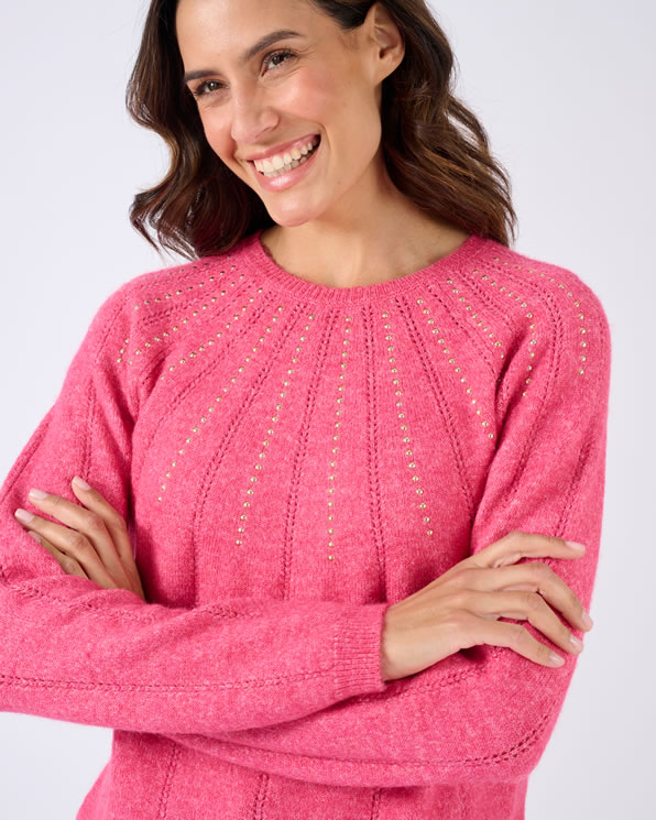 Pull maille ajourée et strass Thermolactyl