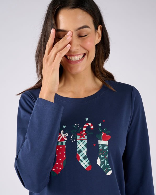Chemise de nuit de Noël en maille jersey pur coton