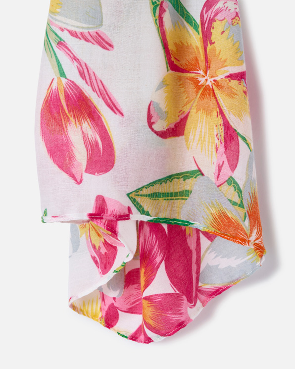 Foulard voile fleurs tropicales.