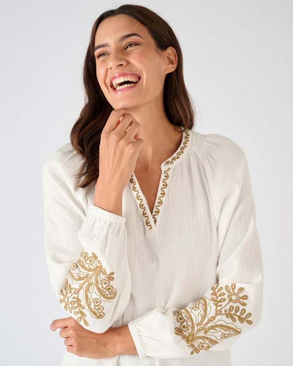 Blouse brodée en gaze de coton
