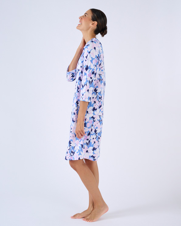 Chemise de nuit col tunisien en pur coton