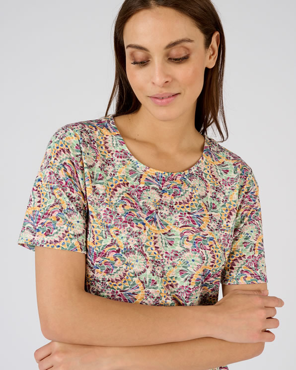 T-shirt maille dévorée imprimée