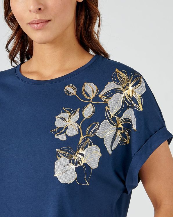 T-shirt Motif Feuilles Placé - Damart - Blanc Cassé - Femme