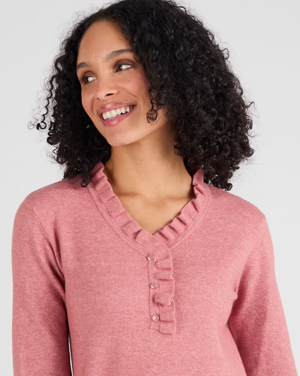 Pull col à volant mélange laine