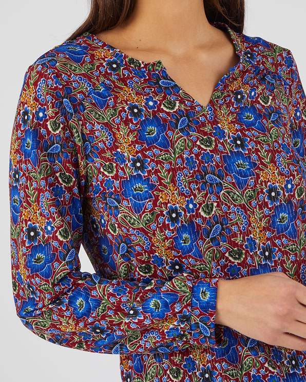 T-shirt fleuri maille crêpe stretch fil brillant