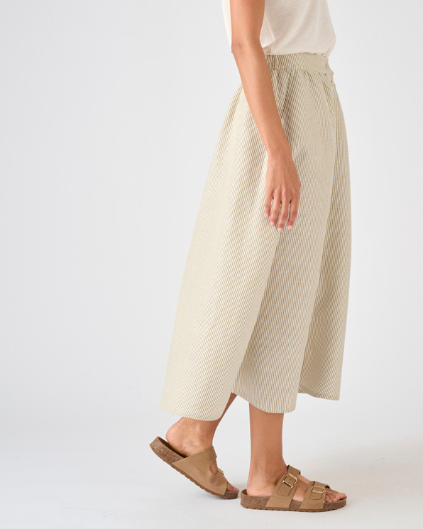 Jupe rayée mélange lin et viscose