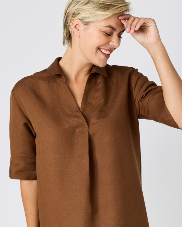 Robe caftan mélange lin