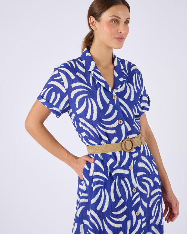 Robe tissu gaufré + ceinture