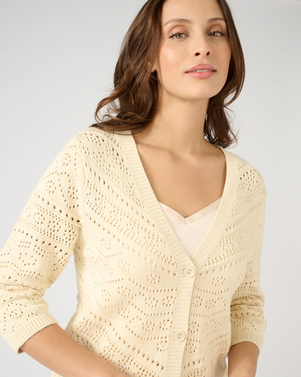 Gilet maille ajourée manches 3/4